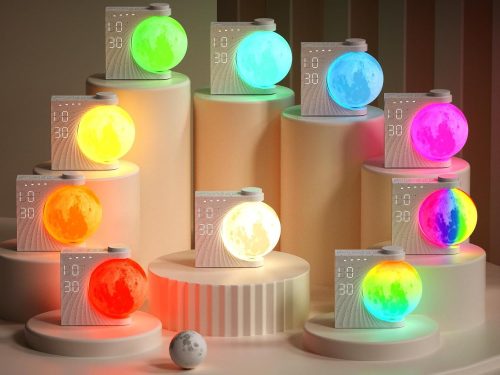 Colorful Atmosphere Moon Light Clock – Wake-Up Light, White Noise, Dual Alarm & Ambient LED